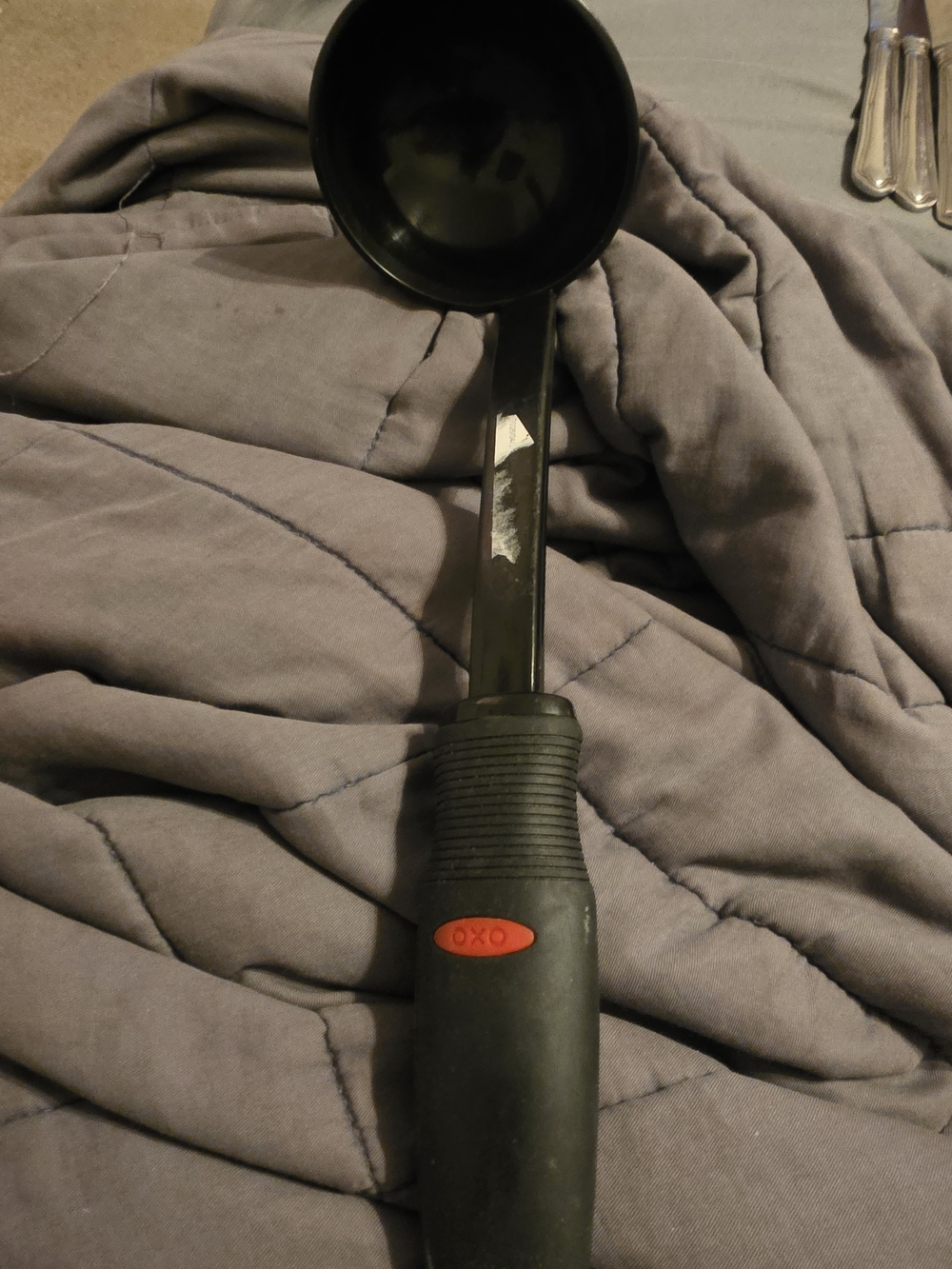 Oxo Black Ice Cream Scoop with Red Logo Accent